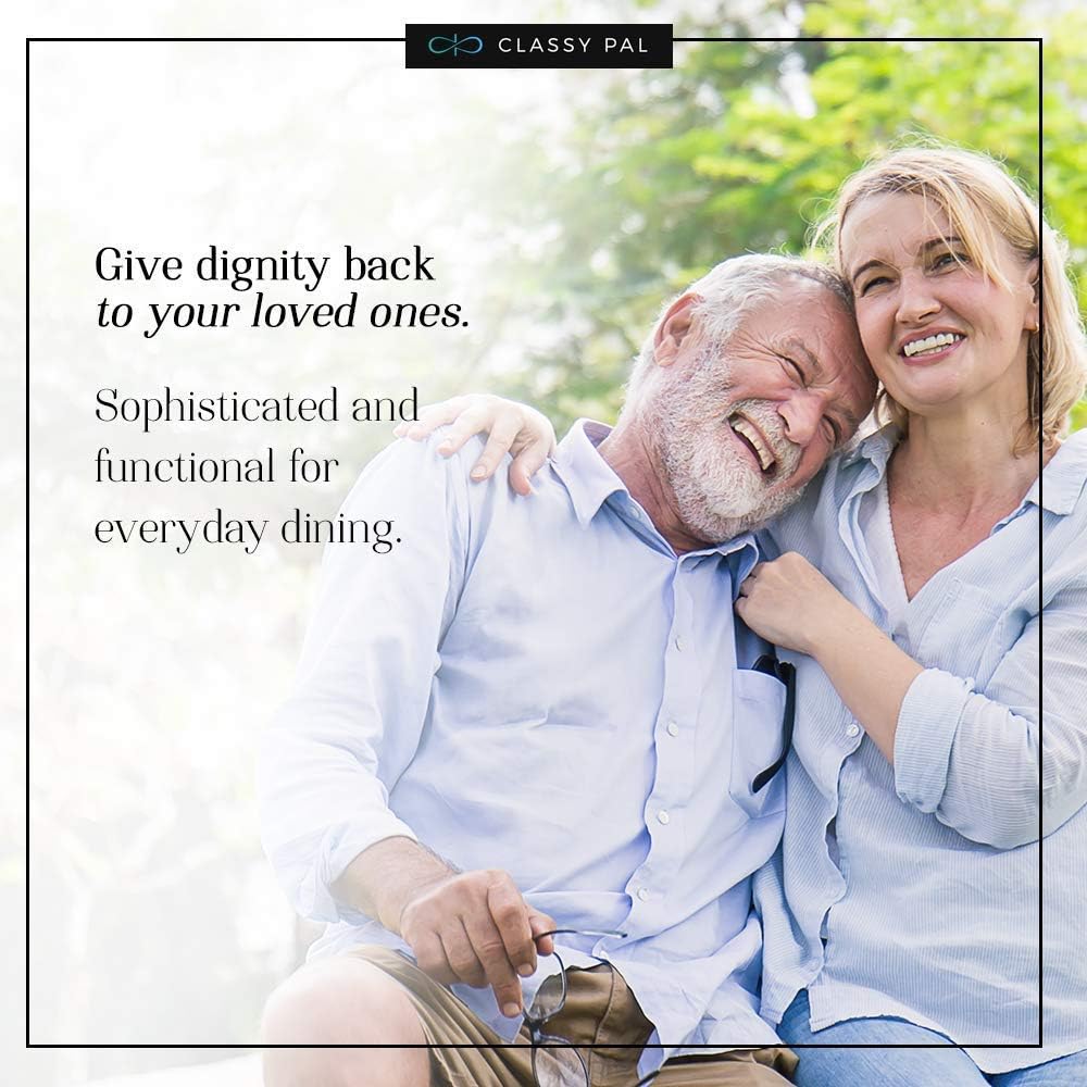 Classy Pal, Adult Bibs for Women, Dress ‘n Dine Clothing Protectors for Eating, Senior Adult Bib Terry Cloth Crumb Catcher, Embroidered Design, Waterproof, Reusable, Washable (Pearl Necklace): Health & Personal Care