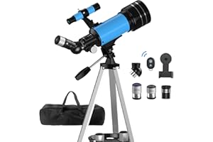 ALKINSHUE Telescope for Adults & Kids, 70mm Aperture 400mm Refractor Telescope (24X-180X) for Astronomy Beginners, Portable Telescope with Adjustable Tripod Phone Adapter & Wireless Remote, Gifts for Kids…