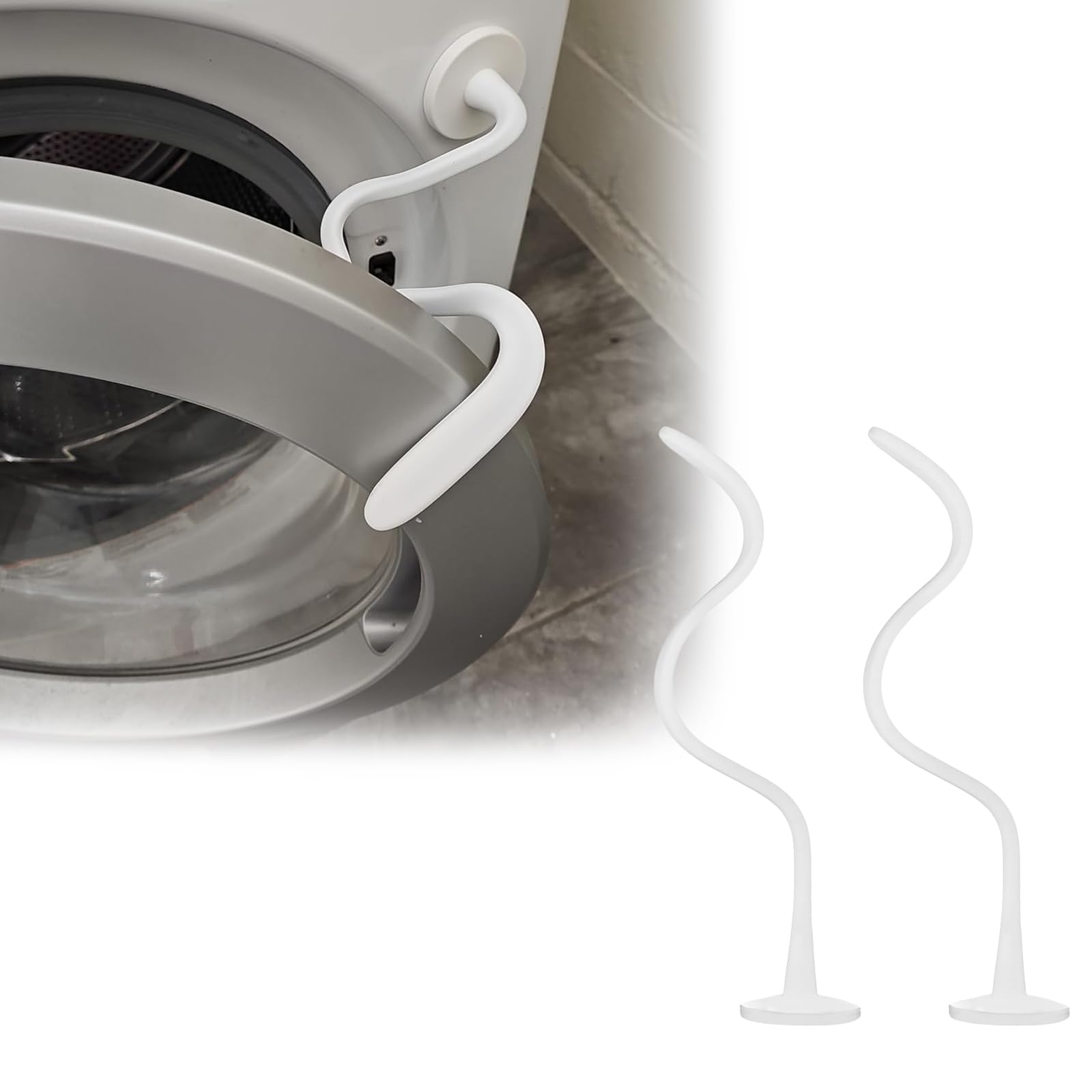 Photo 1 of 2 Pcs Front Load Washer Door Prop - Magnetic Flexible Washer and Dryer Door Support to Keep Washer & Dryer Doors Open for Proper Ventilation & Drying - Universal Fit for Most Washing Machines (White)