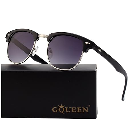 GQUEEN Horn Gestell Halbrahmen Polarisierte Sonnenbrille GQO6