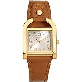 BUREI Women's Watch Classic Leather Strap Square Quartz Ladies Watch,Simple Waterproof with Calendar Design, Gift for Women