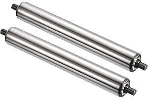 PATIKIL Conveyor Roller 3" Diameter 12" Length, 2 Pack Stainless Steel Transmission Replacement Part Galvanized End, Silver