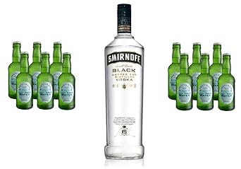 Smirnoff Black Label Vodka (1 x 1 l) mit Fentimans Light Tonic Water, EINWEG (12 x 200 ml)