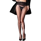 YSGUYILT Women's Shiny Sheer Tights High Waist Sheer Pantyhose Oil Seamless Stocking