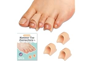 TASZOOS Hammer Toe Straightener Corrector - Gel Toe Splint(12pcs, Nude) Relief for Bunion, Crooked, Hammer, Claw, Medium Size