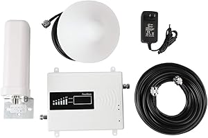 FourSeas AT&T/T-Mobile Cell Phone Signal Booster Band 2/5 CDMA/LTE FDD Dual Band 4G Cell Singal Booster for Home 65dB 1900Mhz(Band2)/850Mhz(Band5). (White)