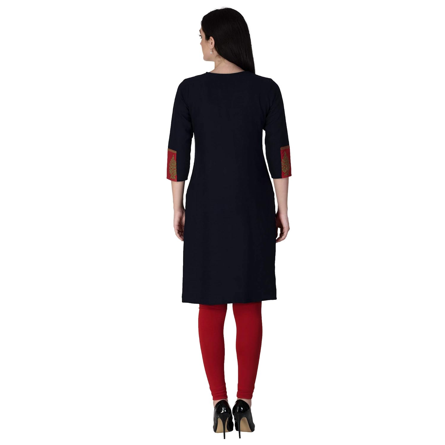 gmi women's cotton slub 3/4 sleeves straight kurti