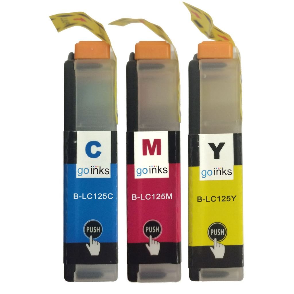 Go Inks 1 C/M/Y Set of 3 Ink Cartridges to replace Brother LC125XL C/M/Y Compatible/non-OEM for Brother DCP and MFC Printers (3 Inks)