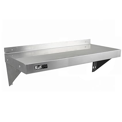 KuKoo Edelstahl Gastro-Regal Wandregal Küchenregal Edelstahlregal Wandbord Gewürzregal Edelstahlmöbel mit Gratis 2 x Mikrofas