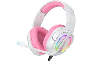 Fachixy FC200 PC Gaming Headset for PS4, PS5, Switch, Xbox One, Mac, Noise Canceling Headphones with Microphone, Computer Headset with 3.5mm Jack & RGB Light