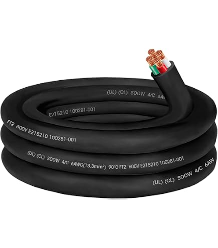 10/4 SOOW Portable Cord 5 FT - 600V, Flexible, Outdoor/Indoor, USA Made