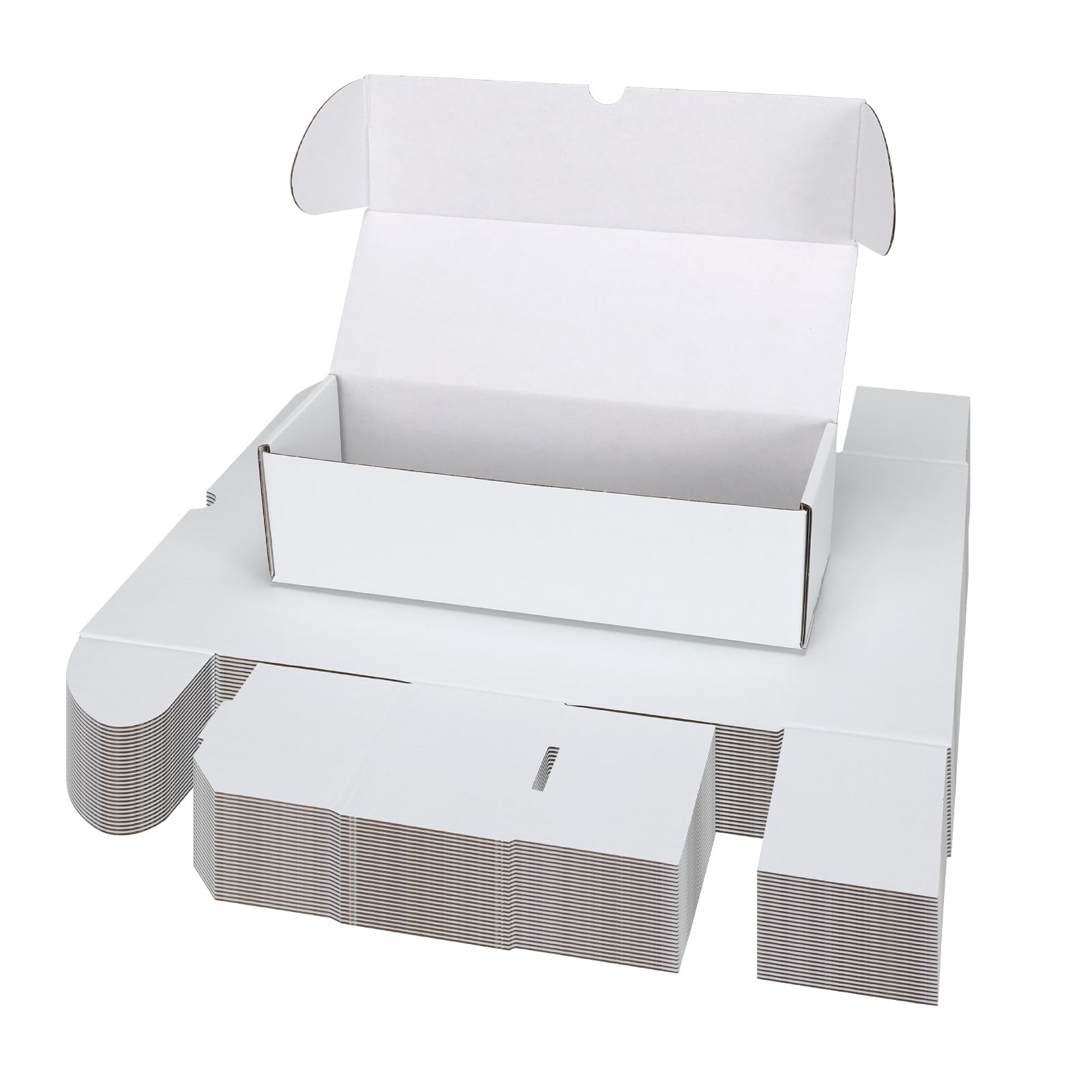 Serwrsw Bulk 900 Capacity Trading Cards Storage Box, in Total 25 Pack All White Cardboard Shipping Boxes for 22500 Count 12pt 2.5x3.5 inch Cards or Sleeved Cards