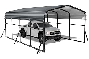 TUATNUT Metal Carport 12x20 FT Carports Heavy Duty Car Shelter for Heavy Snow, Outdoor Prefab Metal Carport Kits Garage for Car, Boats and Truck