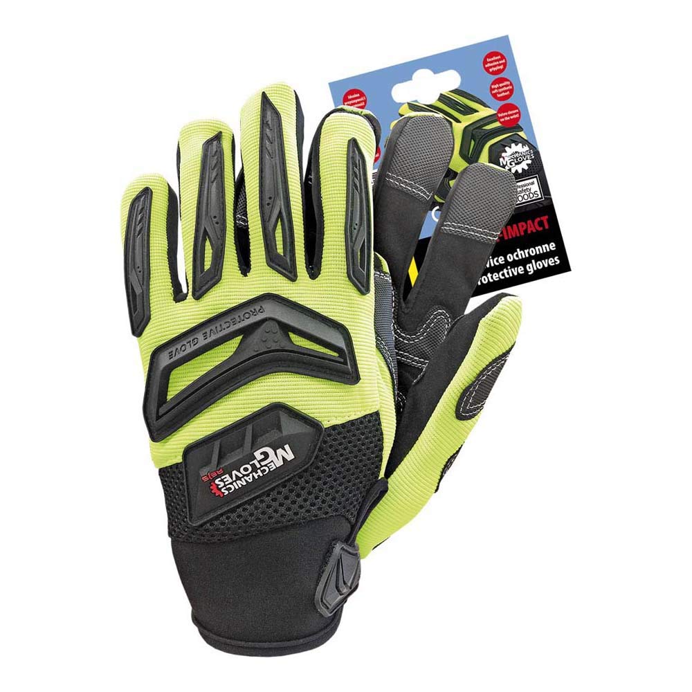Reis Rmc-Impact_Sebxl Mechanics Gloves Protective Gloves, Celadon-Black, X-Large Size, Pack of 12