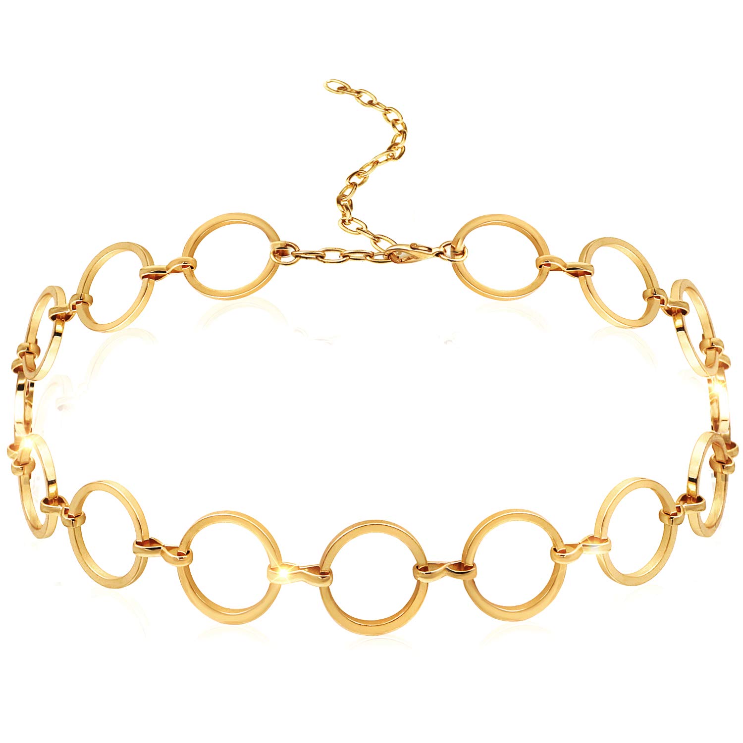 Suyi Choker Necklace - Simple Geometric Circle Choker Statement Clavicle Necklace for Women Girls Necklace Jewerly CircleGold