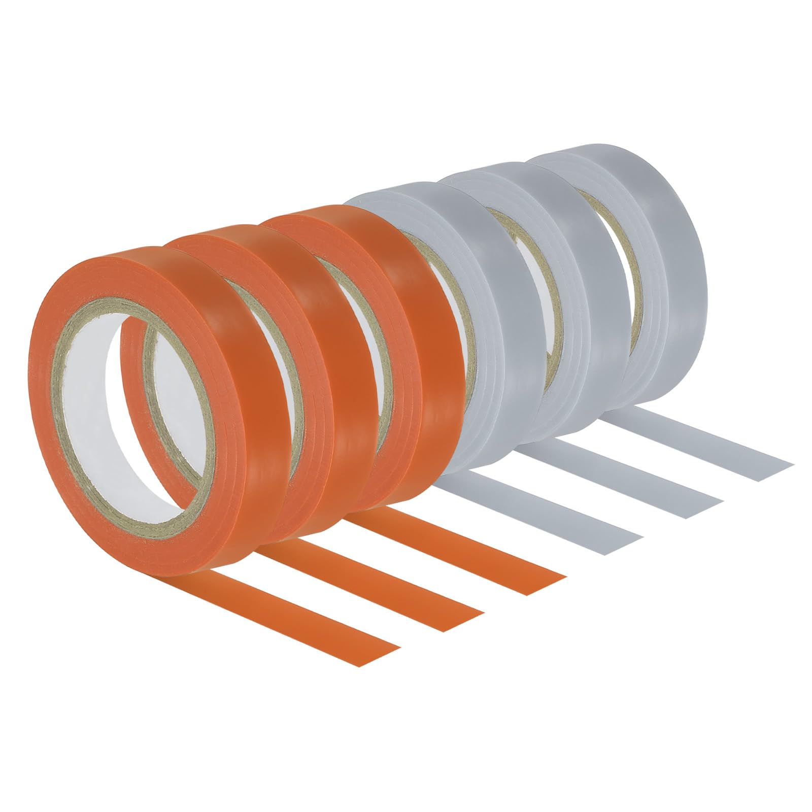 PATIKIL 32.8Ft Grip Finishing Tape, 6 Pack PVC Racquet Finishing Tapes Racket Accessories Sticky Seal for Tennis Badminton, Silver/Orange