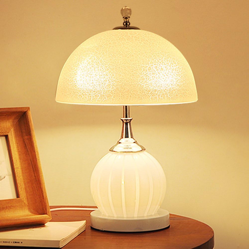 HM&DX Bedside Table lamp,Glass Shade Decorative nightstand Table lamp