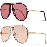GUVIVI Oversized Aviator Sunglasses for Women Men 2026 70s Retro Gold Metal Sun Glasses Tangle Free Square Aviators