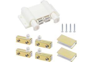Antrader Stainless Steel Glass Door Pivot Hinge Double Head Magnetic Catch Closures ABS with Clamp Set for 3-6mm Glass Door (