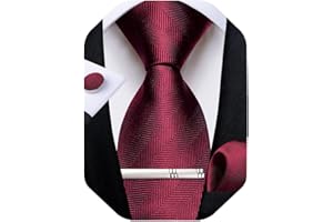 DiBanGu Silk Plain Men Ties for Wedding Business Woven Handkerchief Cufflinks Tie Clip Necktie Set Solid Colors