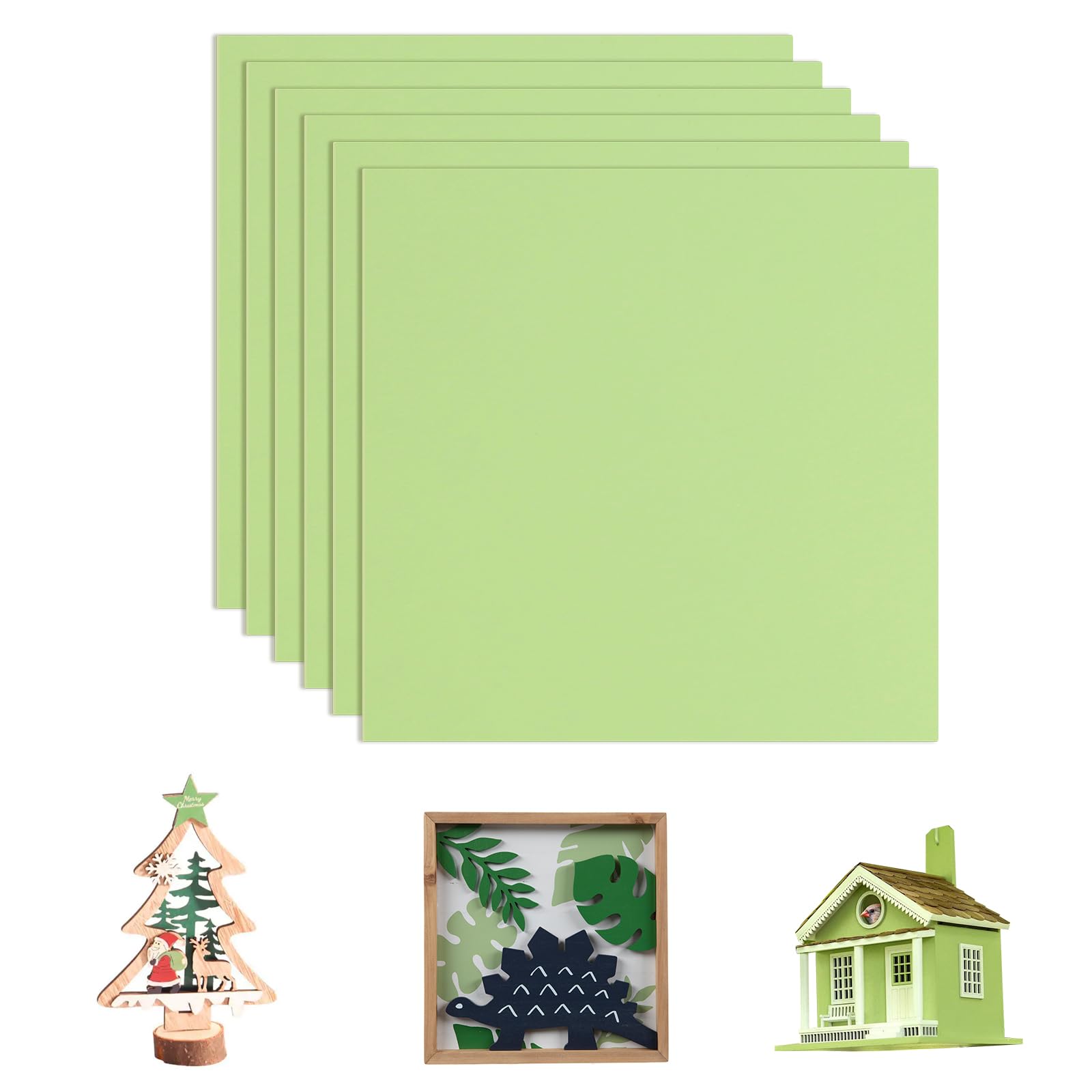 sculpfunDIY 6 Pieces Green MDF Wood Boards for Crafts, 30cm*30cm Medium Density Fiberboard Wooden Sheet, 3mm MDF Sheet for Laser Engraving CNC Cutting