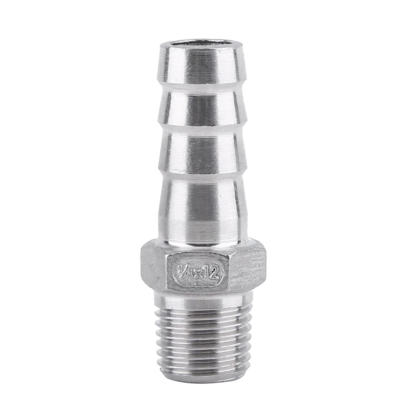 Oumefar Hose Barb Fittings, Barb Hose Tail Connector Stainless Steel Male Threaded End Adapter Air Hose Pipe Fitting Barb Tail Connector(1/4" x12mm)
