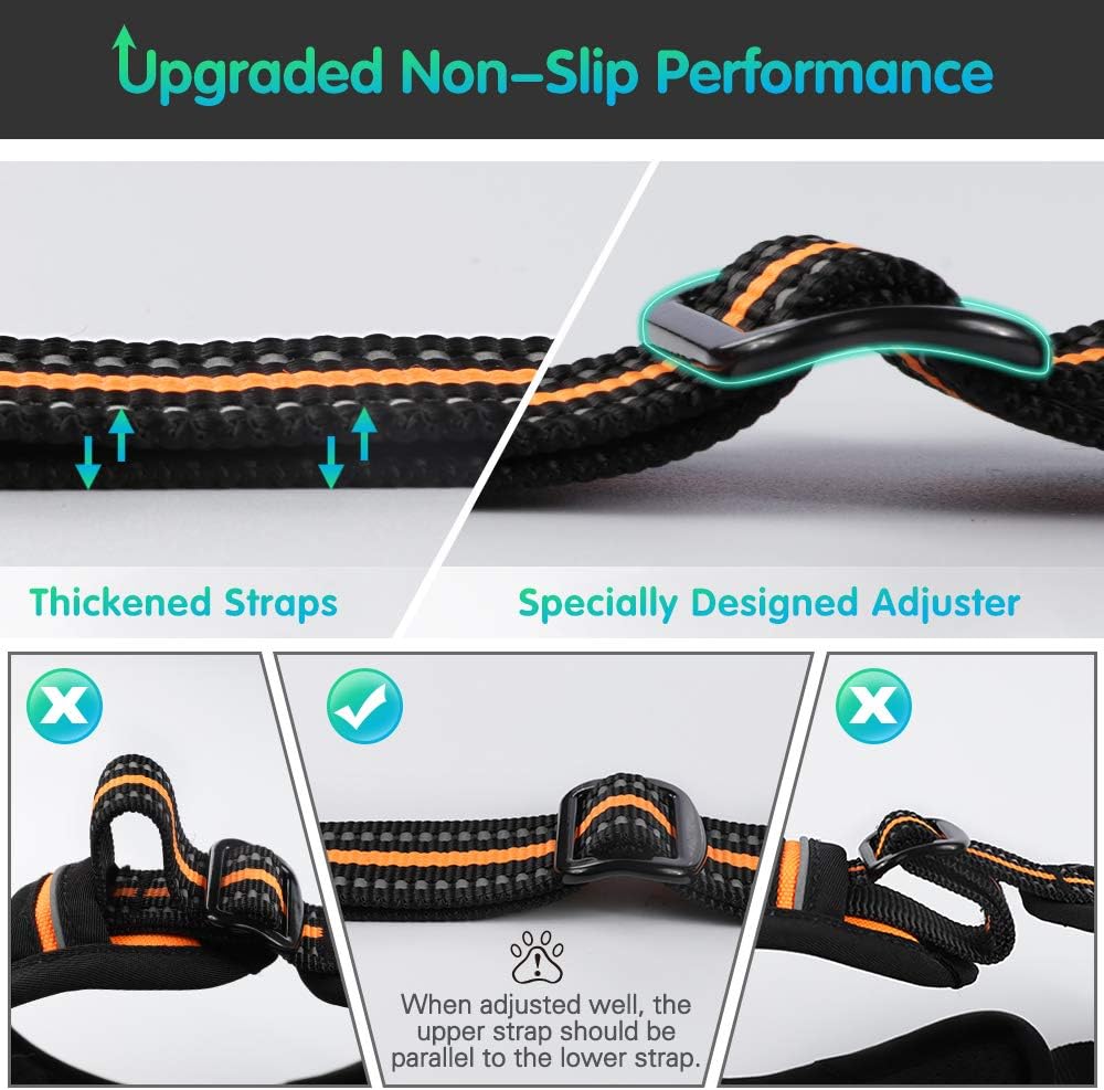 Eagloo Dog Harness No Pull, Walking Pet Harness with 2 Metal Rings and Handle Adjustable Reflective Breathable Oxford Soft Vest Easy Control Front Clip Harness Outdoor for Large Dogs Orange : Pet Supplies