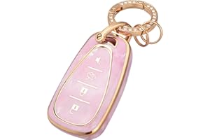 OFFCURVE for Chevy Key Fob Cover with Keychain Car Key Fob Case for Chevrolet Malibu Equinox Camaro Cruze Tahoe Traverse Blazer Volt Bolt Smart Key Holder Car Accessories, Pink/Pattern Random