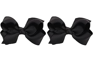 ZOONAI 3 Inch Baby Girl Hair Bows Boutique Hair Clip Teens Toddlers Hairpin Headwear - Set of 2 (Black)