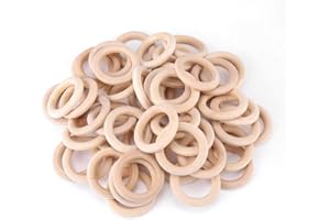 100PCS Natural Wooden Craft Rings 45mm/1.77inch Unfinished Wood Loop Circle Pendant Connectors Jewelry Making Accessory