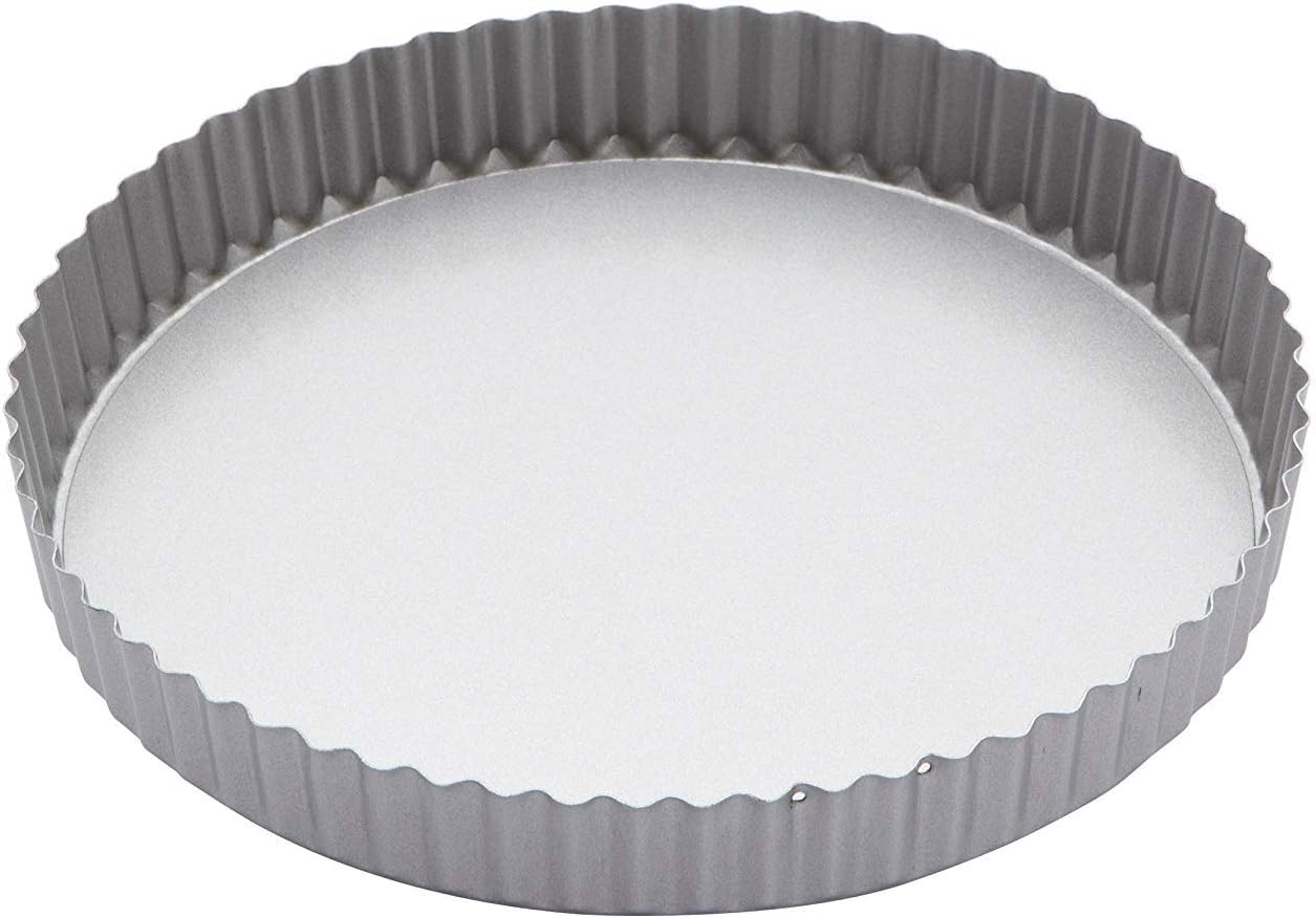 2 X NonStick Round Fluted Flan Tin/Quiche Pan with Loose Base, 25 cm