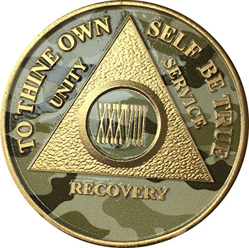 38 Year AA Medallion Camo Gold Plated Anniversary Chip Camouflage Color