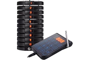 YYCALLING Pager System,Wireless Calling System 10 pagers,Social Distancing Buzzer Touch Keyboard,with Vibration, Flashing and Buzzer for Food Truck, Restaurant, Food Court