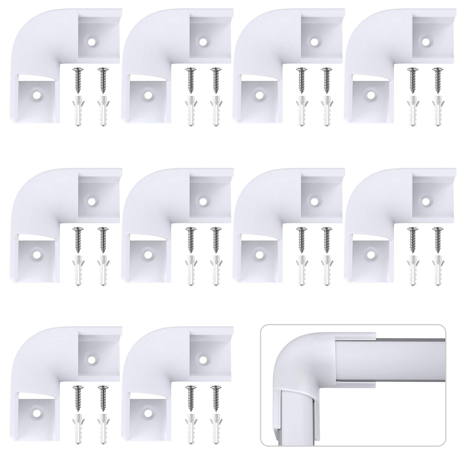 HOMMAND 90 Degrees Corner Connector 10 Pcs, LED Profile Corner Connectors, 90 Degrees LED Channel Corner Connectors for V Shape LED Aluminium Profile, Screws Included