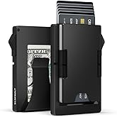 Slimwalt Wallet for Men with Money Clip - Holds 10-20 Cards, RFID Blocking Card Holder Wallets with Smart Card Slot, Minimalist Mens Wallet, Metal Pop Up Wallet, Gifts for Men Black