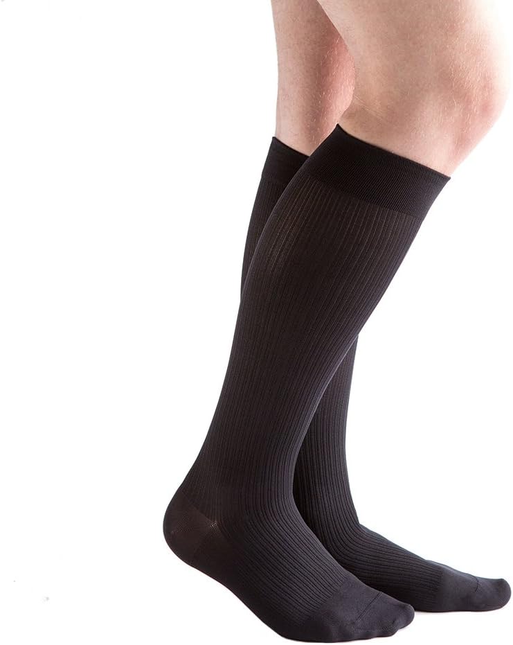 VenActive Men's Classic Rib 20-30 mmHg Compression Socks, Knee High
