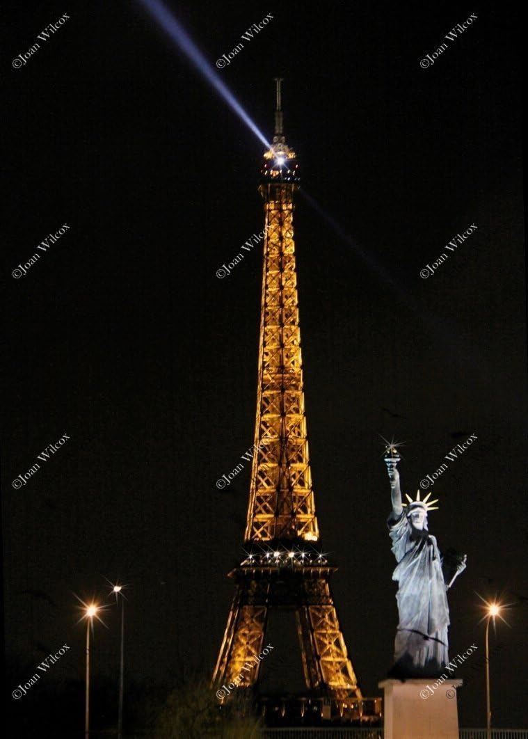 Photographs - View of the Eiffel Tower and the Statue of Liberty in Paris, France Europe Choose from 2 Styles Architecture Original Fine Art Photography Wall Art Photo Print