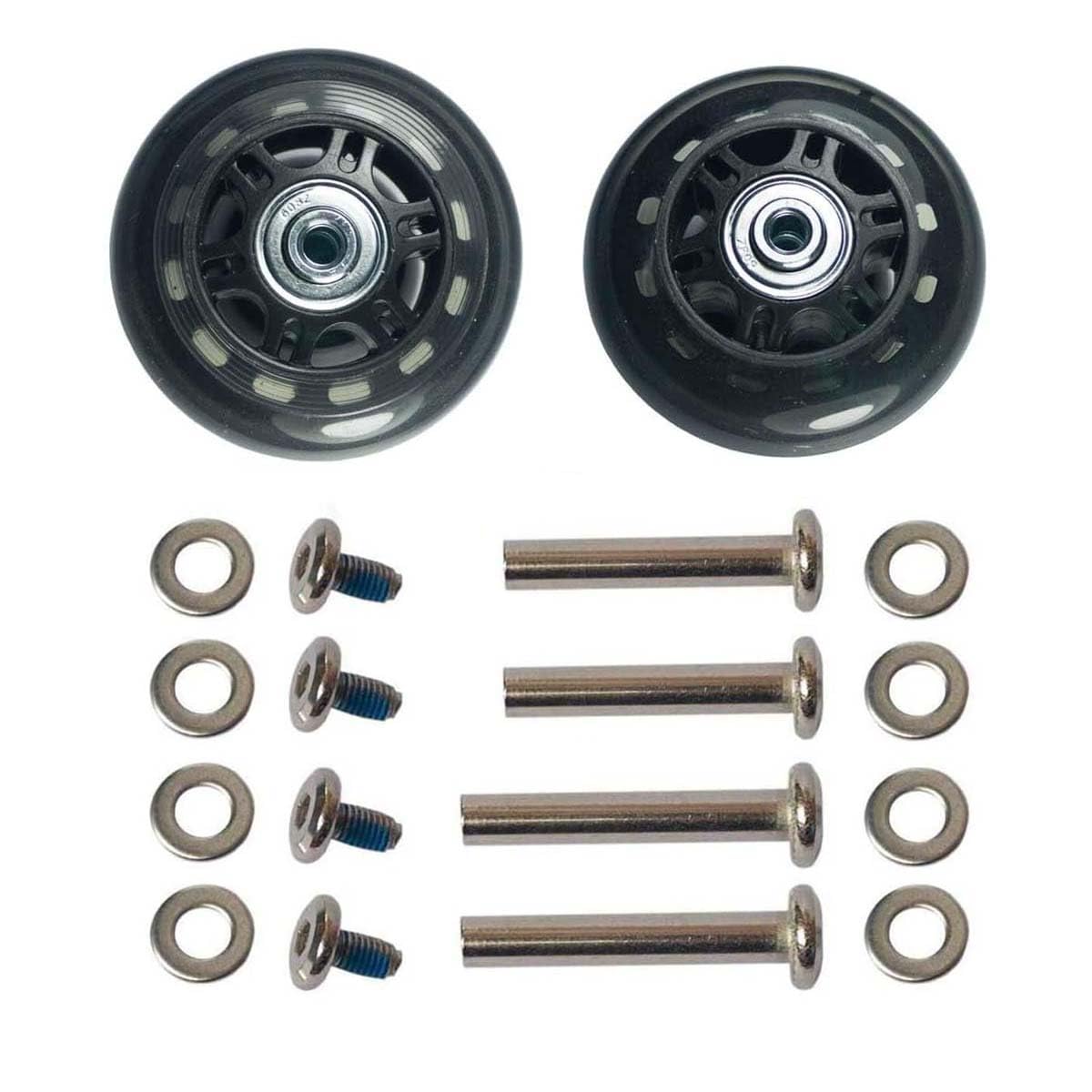 Photo 1 of 1 Pair/2pcs Luggage Suitcase Replacement Wheels 75mm, Rubber Swivel Caster Wheels 6mm Bearings Repair Kits (Black&Clear, OD75xID6xW24mm/2.95"x0.23"x0.94")