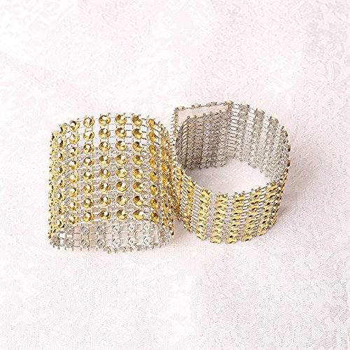 Rhinestone Napkin Rings Wedding Adornment, Napkin Holder for DIY Party Banquet Birthday, Gold (50PCS)