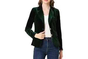 Allegra K Women's Notched Lapel Vintage Office Button Front Velvet Blazer