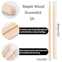 4 Pairs Drum sticks 5A Maple Wood Tip Drumstick for