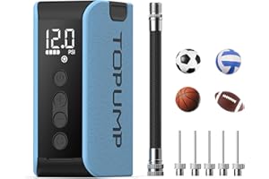 TOPUMP Electric Ball Pump with Inflation & Deflation, Portable Rechargeable Ball Pump with Pressure Gauge (Max 20PSI), Suitable for Basketball, Soccer, Volleyball and Rugby