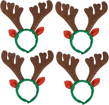 Renne Natale Immagini.Amosfun Fasce Di Renne Natale Corna Di Cervo Fascia Costume Capelli Cerchio Con Orecchie Copricapo Accessori Per Capelli Per Natale Regalo Cosplay Di Halloween 4 Pezzi Amazon It Giochi E Giocattoli