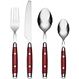 Cambridge 07216CBWD32R Jubilee Red 16-Piece Flatware Set, Thick Handles
