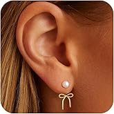 Gold/Silver Bow Earrings for Women, Post Ribbon Knot Earring Bow Stud Earrings Daily Jewelry