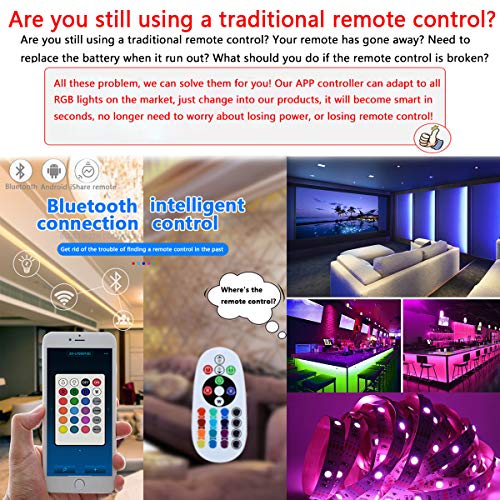 image for LiyuanQ LED Strip Lights, Share Control with APP 16.4ft/5m Plug in RGB