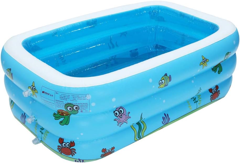 Midress Inflatable Pool Boys Girls Inflated Swimming Pool Summer Kids Water Fun with Inflatable Soft Floor Water Play Fun for Children (Medium, Blue)