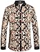 SSLR Men's Vintage Printed Button Down Casual Long Sleeve Shirt (Medium, Black)