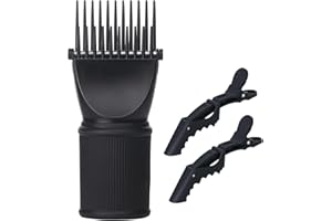 PERFEHAIR Universal Blow Dryer Comb Attachment for Coarse, Curly Hair - Unbreakable Teeth, Hot Resistant Grip, Fits 1.5"-2" Nozzles, Salon Fast Blowout & Straightening Tool, Black