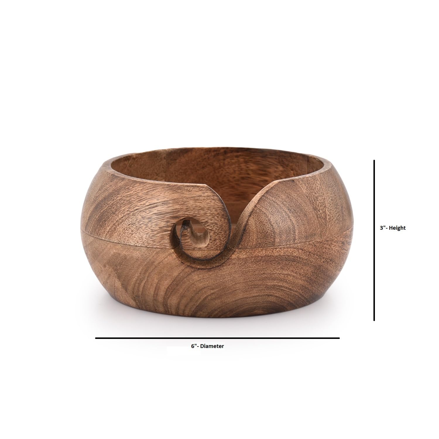 NIRMAN Wooden Yarn Bowl Hand Made by Indian Artisans with Premium Mango Wood for Knitting and Crochet (6